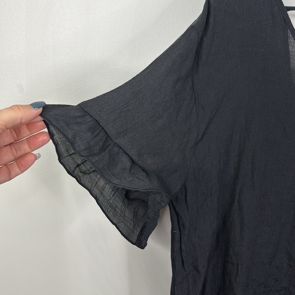 Cupshe NWT Solid Black Ruffled Sheer Swim Beach Pool Cover-Up Dress - Picture 5 of 9